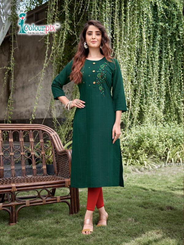 Colourpix Rolex 1 Regular Wear Rayon Designer Kurti Collection